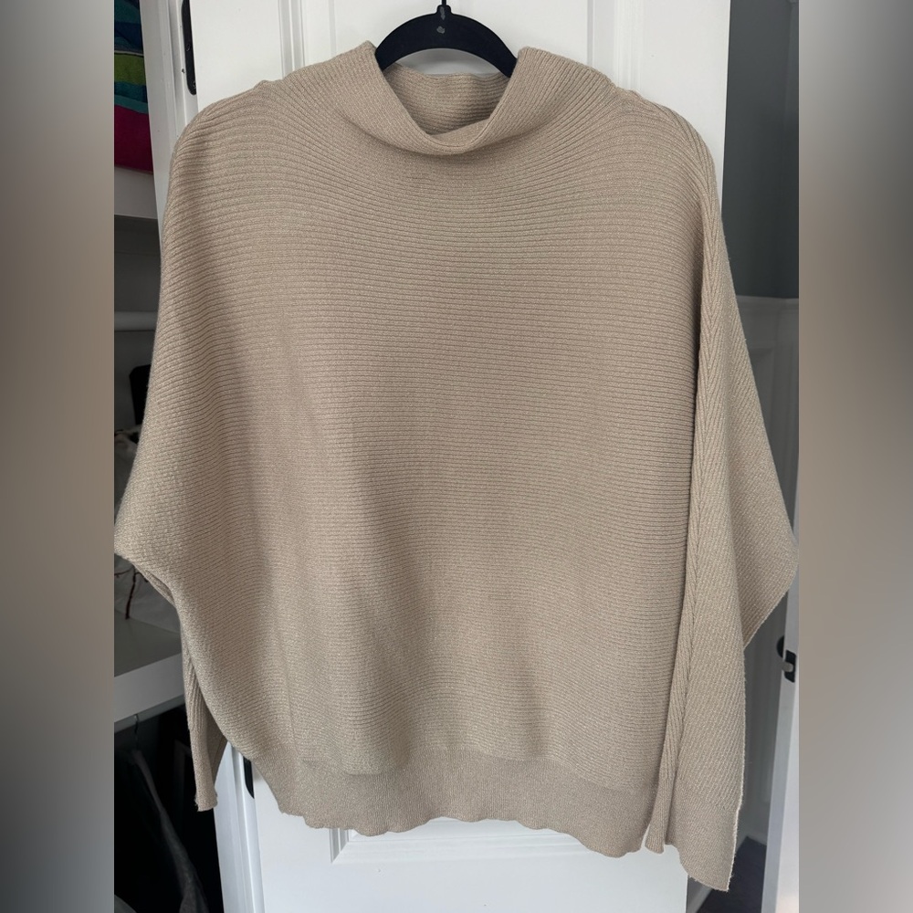 Tahari Light Beige Knit Sparkle Sweater